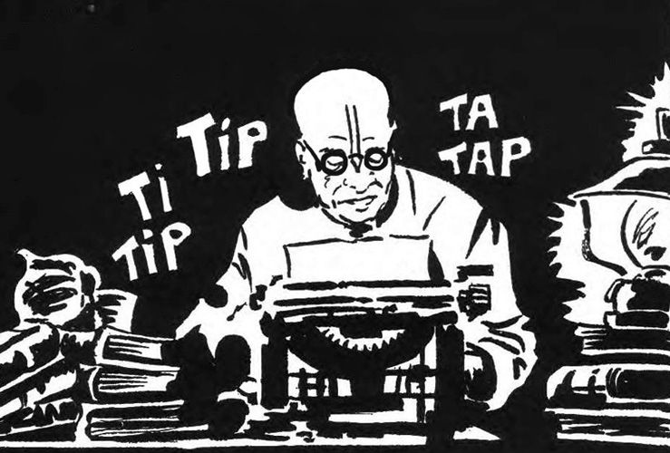 Srila Prabhupada mentre traduce testi sacri indiani